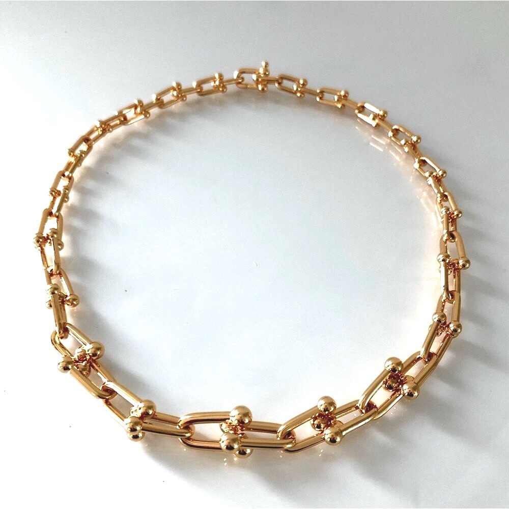 Gold Hardware Graduated Link U Necklace - Picture 7 of 12